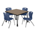Square Mobile Table with 4 Stack Chairs Q30713