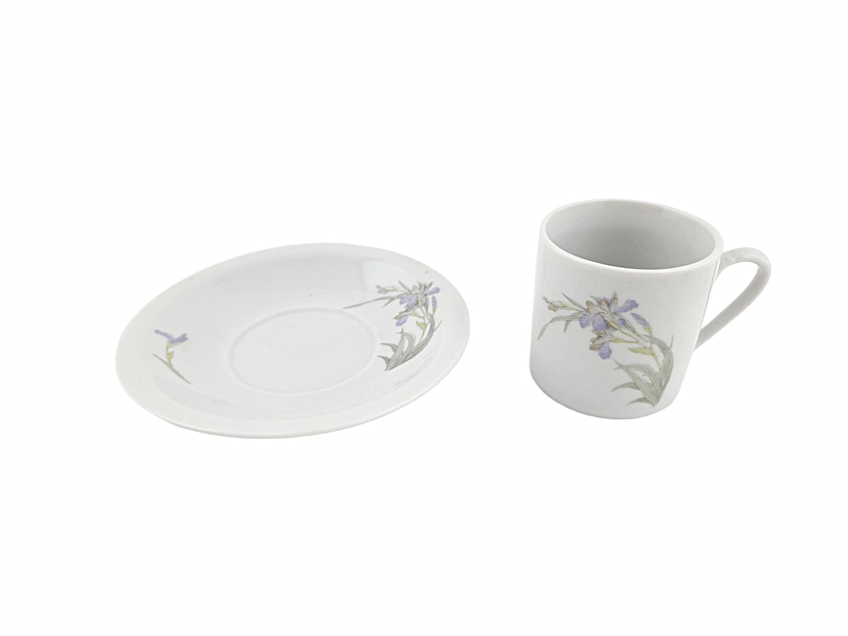 White Purple Floral Porcelain Coffee Cup and Saucer Set 12 Piece R173