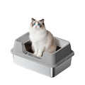 XL Stainless Steel Enclosed Cat Litter Box with Scoop E76846