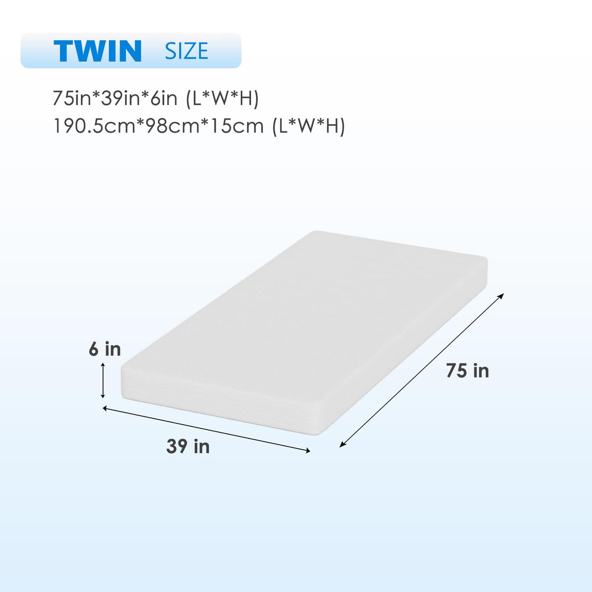 6 Inch Green Tea Cooling Gel Memory Foam Twin Mattress I611