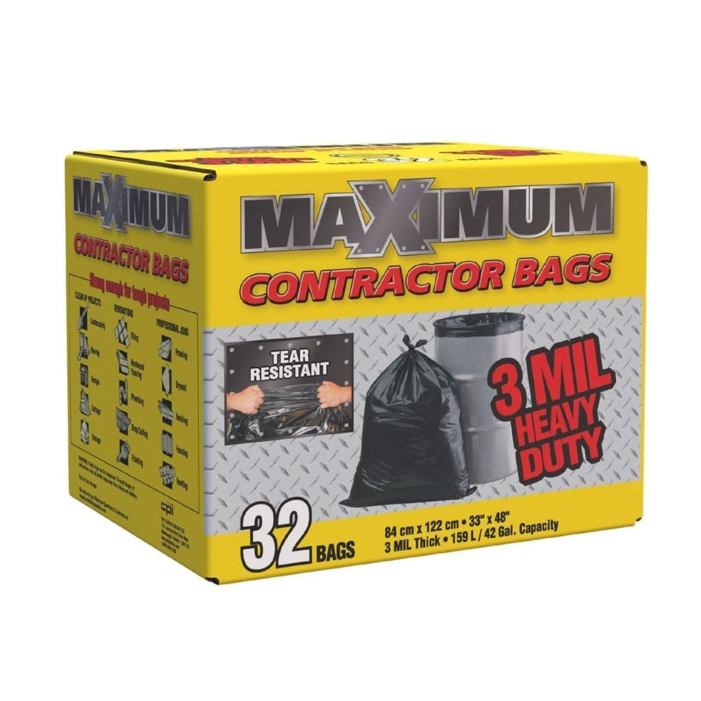 Heavy Duty 42-Gallon 3 Mil Black Garbage Bags 32 Counts E163