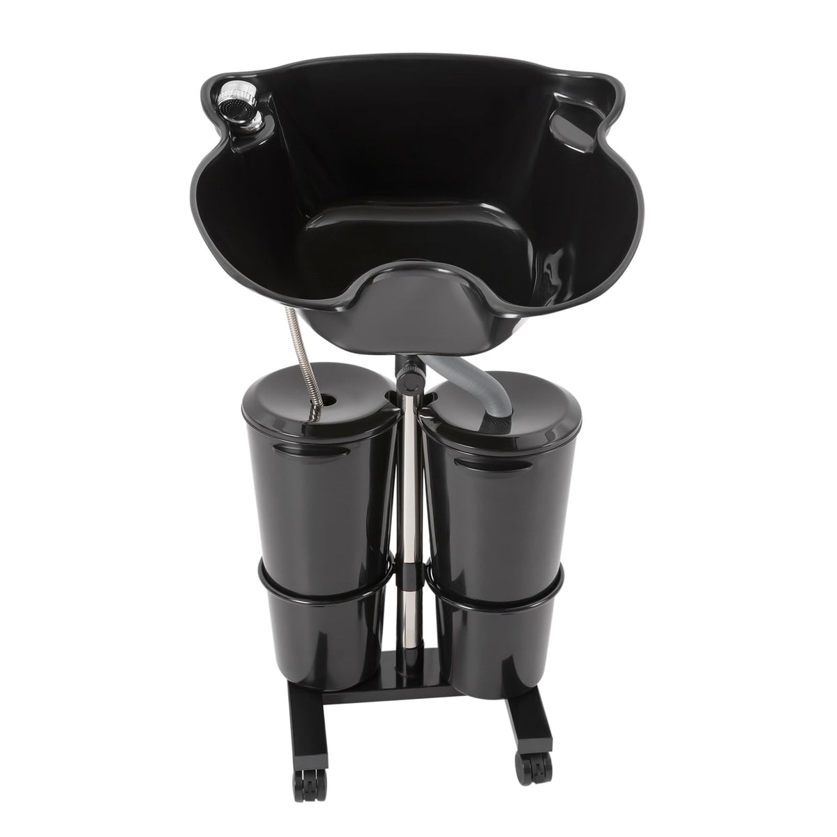 Portable Plastic Shampoo Basin with 2 Water Buckets and Wheels H8304