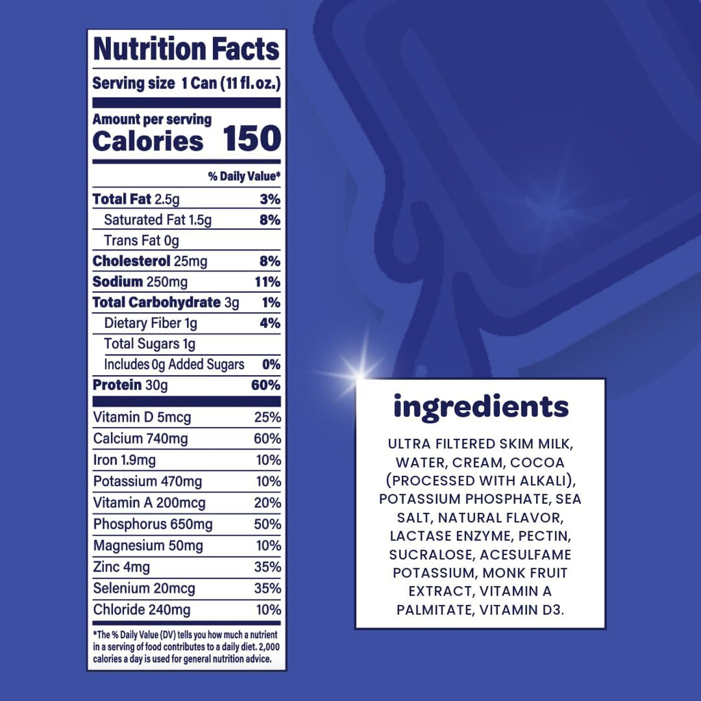 Milk Chocolate Protein Shake, 30g Protein, Lactose Free, 12 Pack C2871