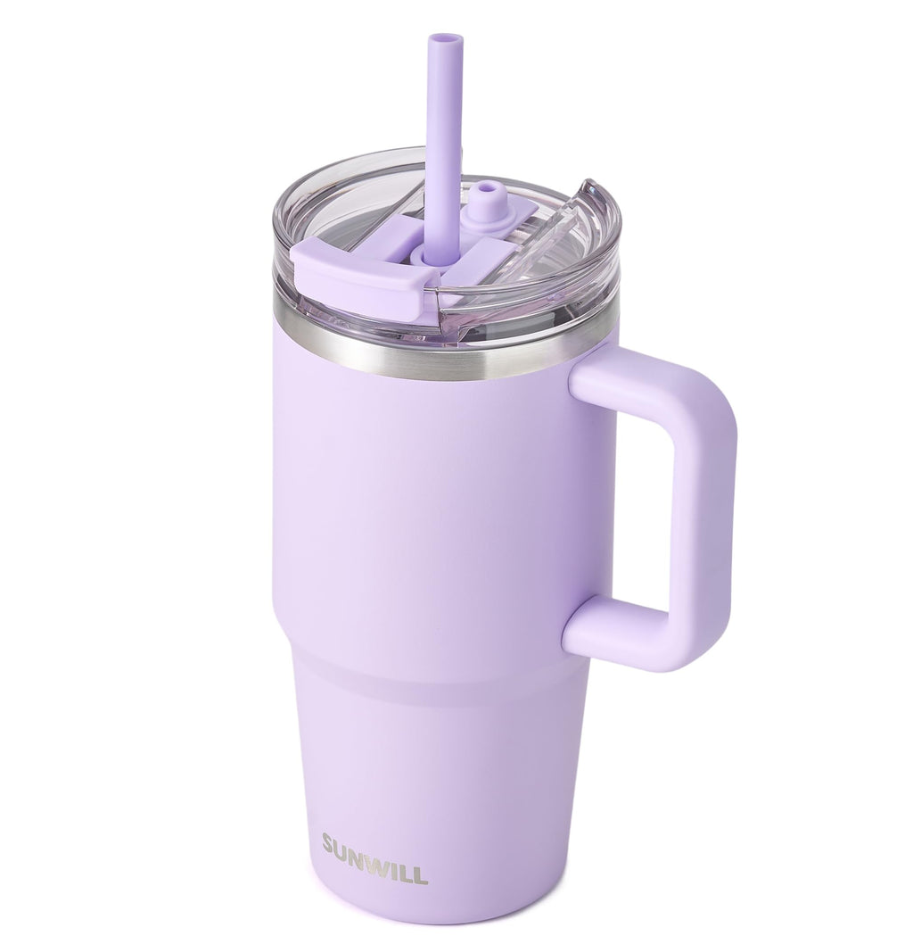 20 oz Insulated Stainless Steel Tumbler with Handle and Straw V836142
