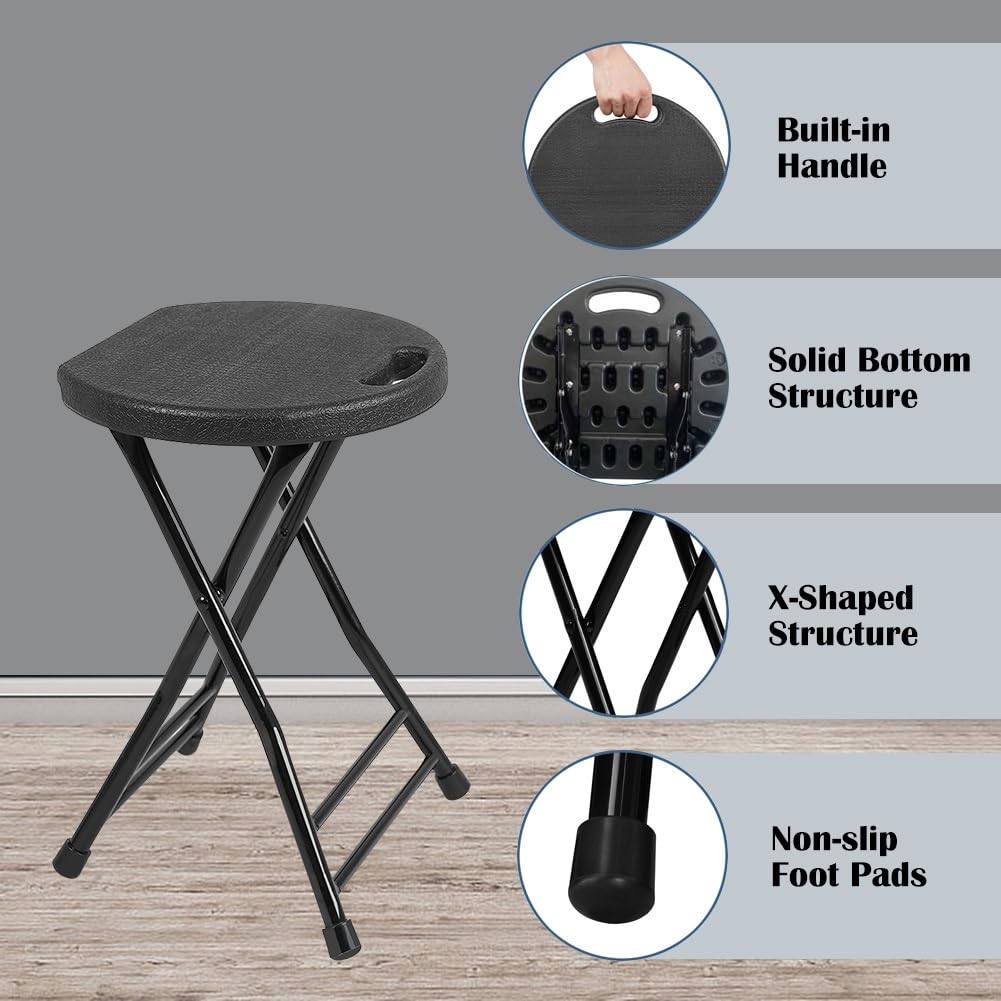 18 Inch Black Folding Plastic Metal Bar Stool O887
