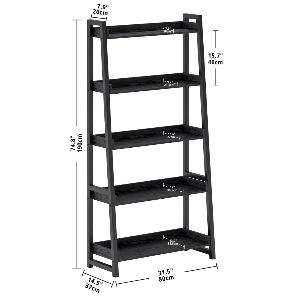 5-Tier Industrial Ladder Shelf Bookcase I236500