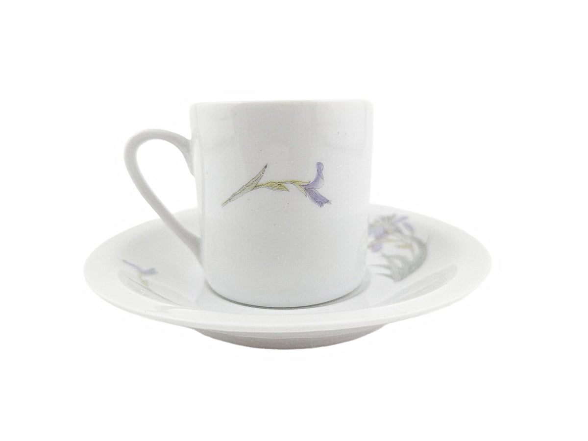 White Purple Floral Porcelain Coffee Cup and Saucer Set 12 Piece R173
