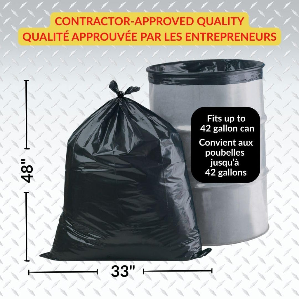 Heavy Duty 42-Gallon 3 Mil Black Garbage Bags 32 Counts E163