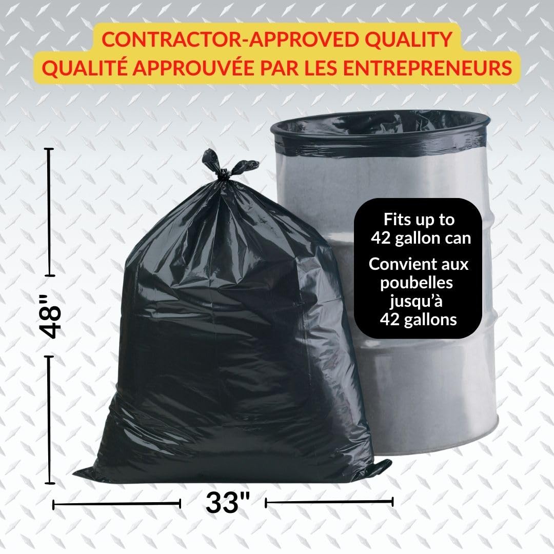 Heavy Duty 42-Gallon 3 Mil Black Garbage Bags 32 Counts E163