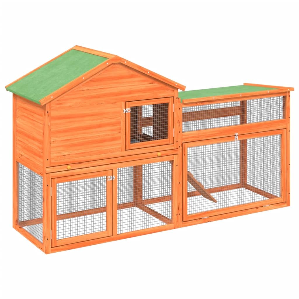 73 Inch 2 Tier Wooden Small Animal Cage G6357