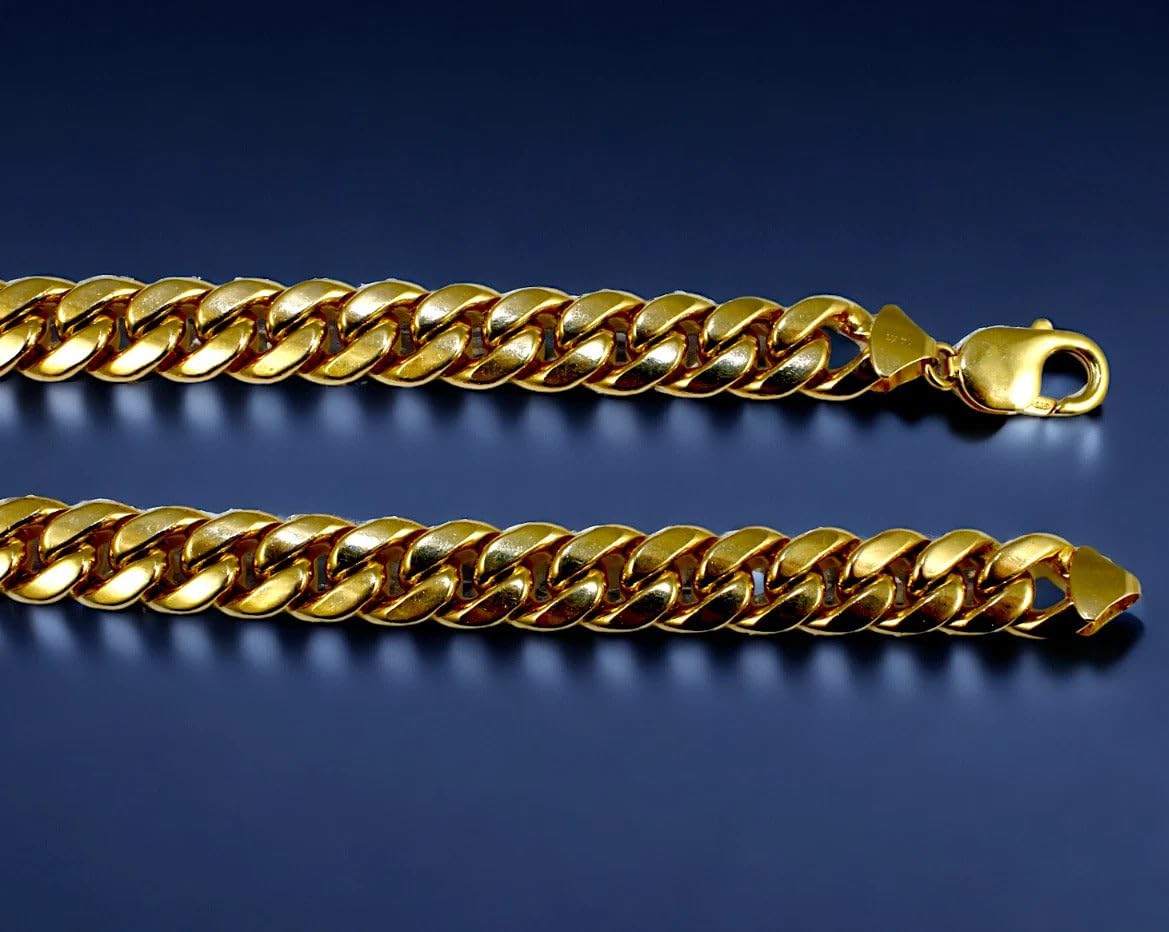14K Yellow Gold Solid Miami Cuban Chain P326