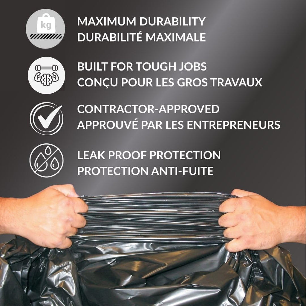Heavy Duty 42-Gallon 3 Mil Black Garbage Bags 32 Counts E163