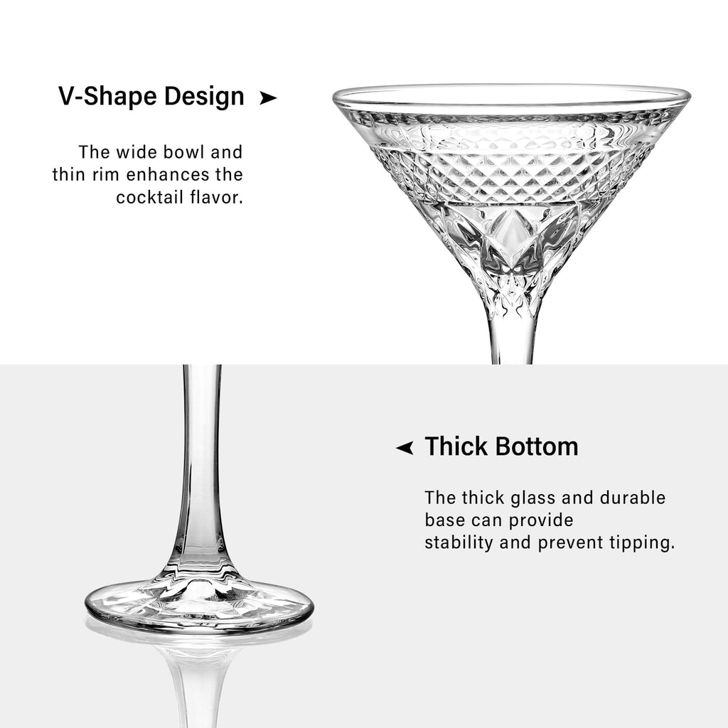 Martini Glasses Set of 4, 6oz Crystal Cocktail Glasses K8533