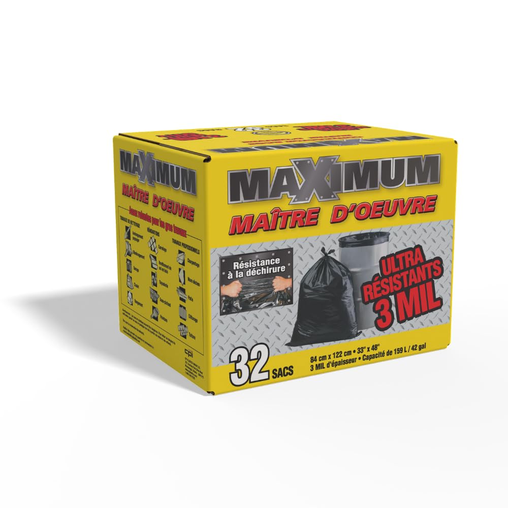Heavy Duty 42-Gallon 3 Mil Black Garbage Bags 32 Counts E163