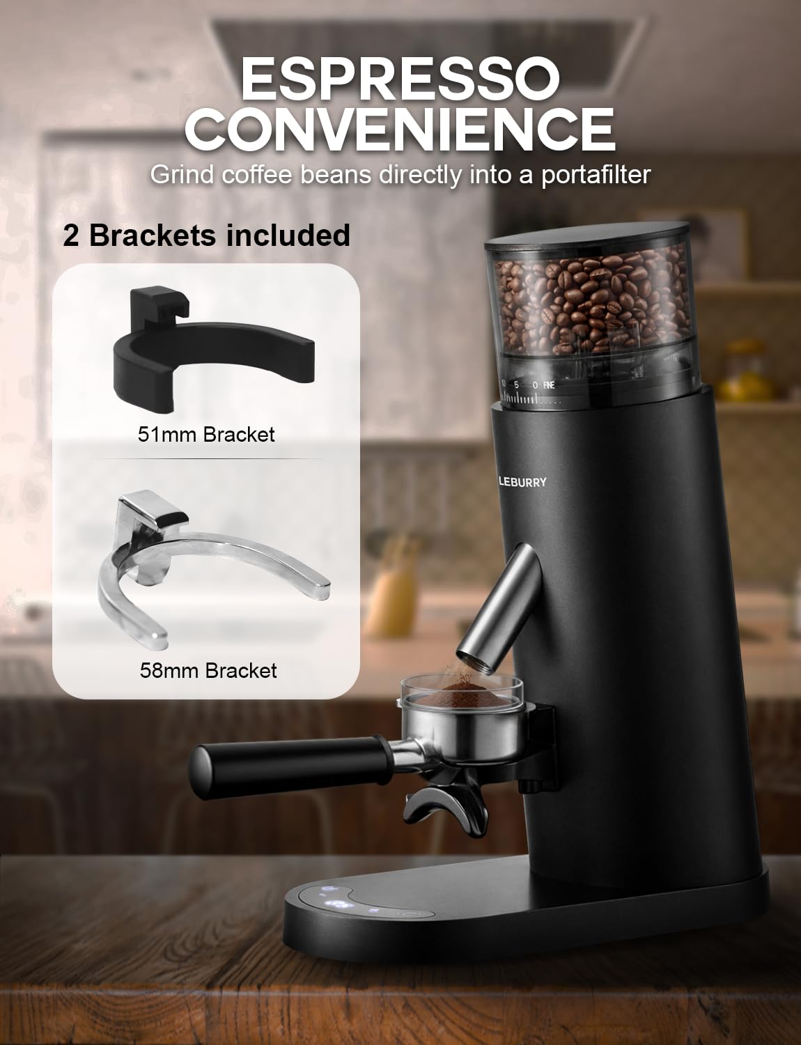Portable Electric Burr Coffee Grinder with 60 Grind Settings M64924