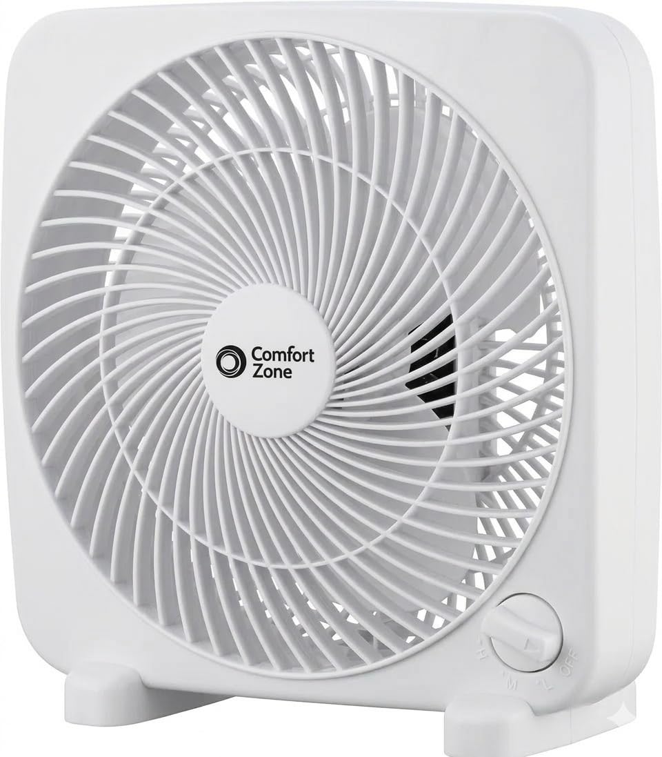9 inch White 3 Speed Box Fan G112244