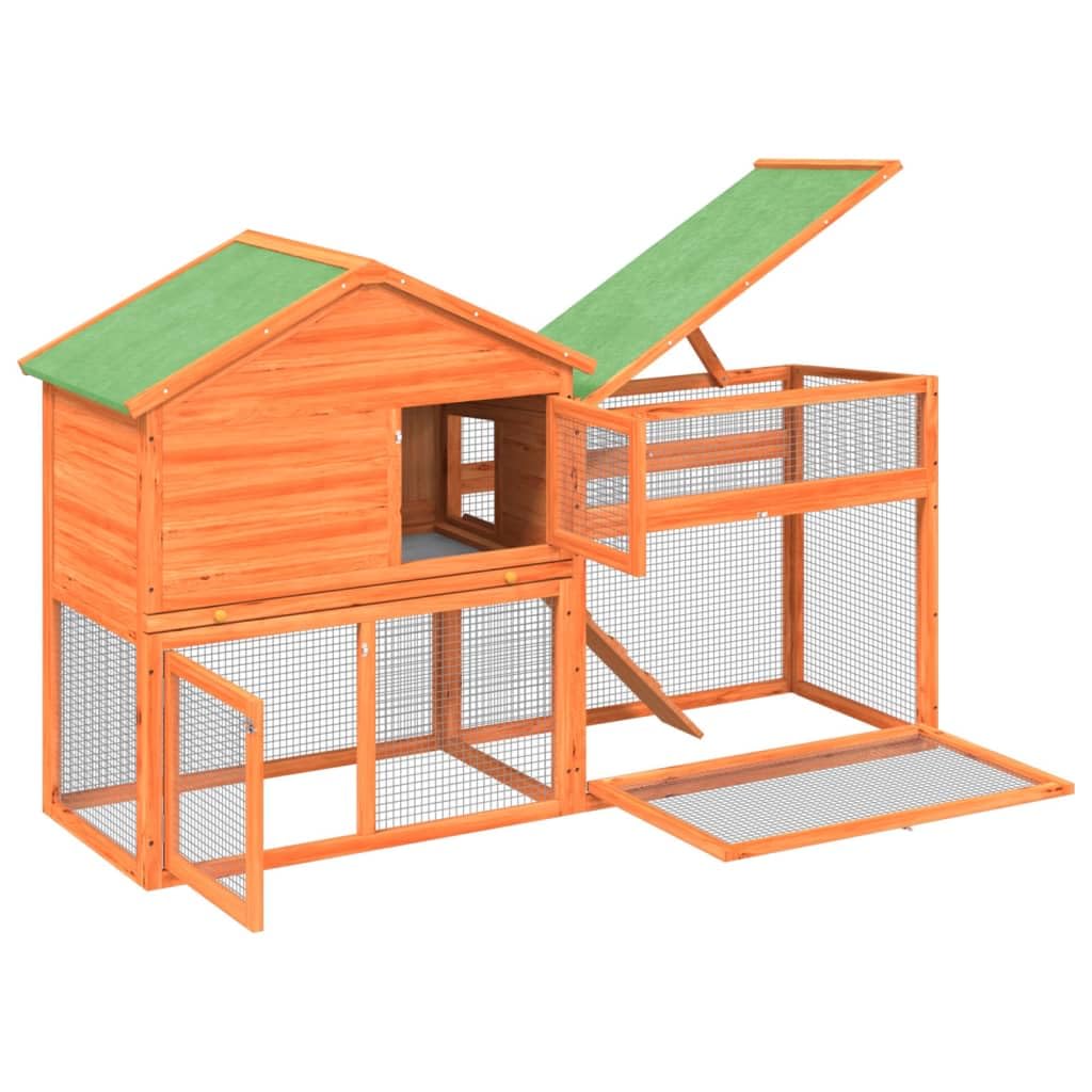 73 Inch 2 Tier Wooden Small Animal Cage G6357