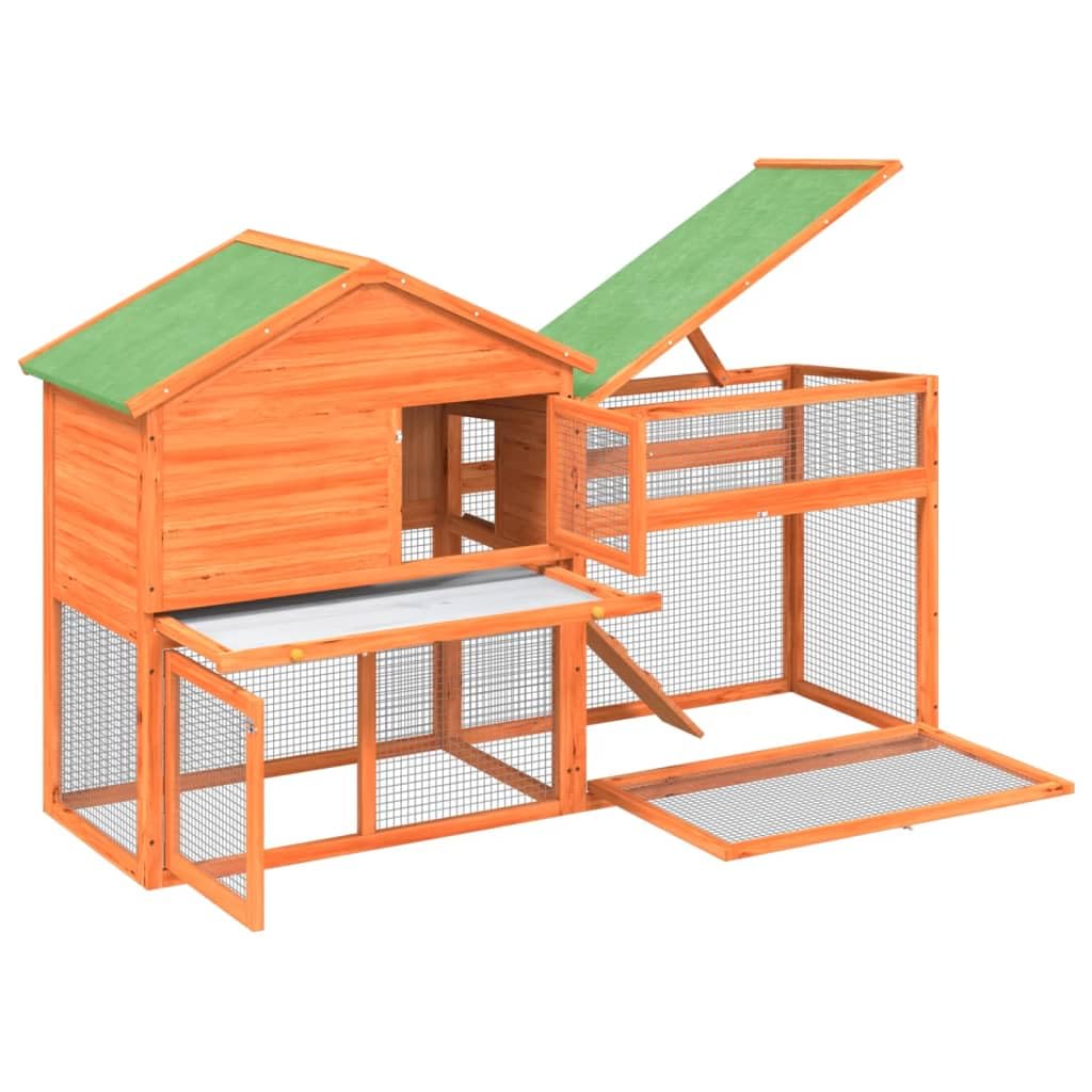 73 Inch 2 Tier Wooden Small Animal Cage G6357
