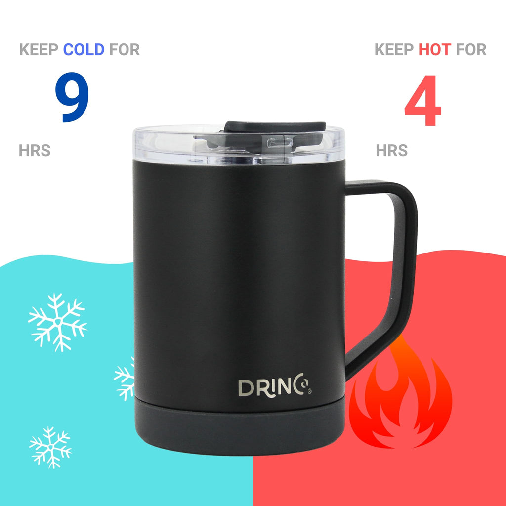 16 oz Black Vacuum Insulated Stainless Steel Travel Mug with Lid B843