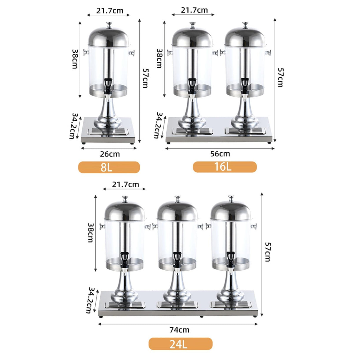 Stainless Steel Beverage Dispenser with Stand 24L H269802