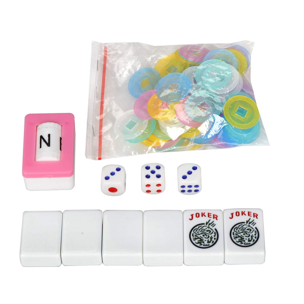 166 Tiles Mahjong Set with Racks Pushers Bag X864