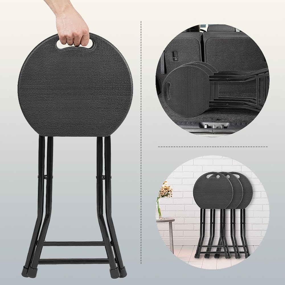 18 Inch Black Folding Plastic Metal Bar Stool O887