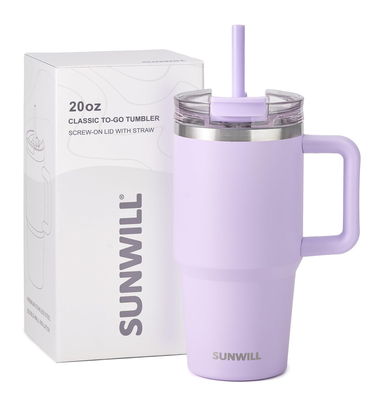 20 oz Insulated Stainless Steel Tumbler with Handle and Straw V836142