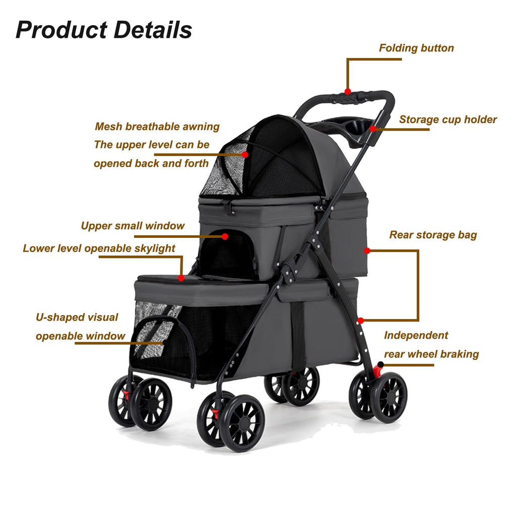 Double Dog Stroller for Medium Small Dogs and Cats K440