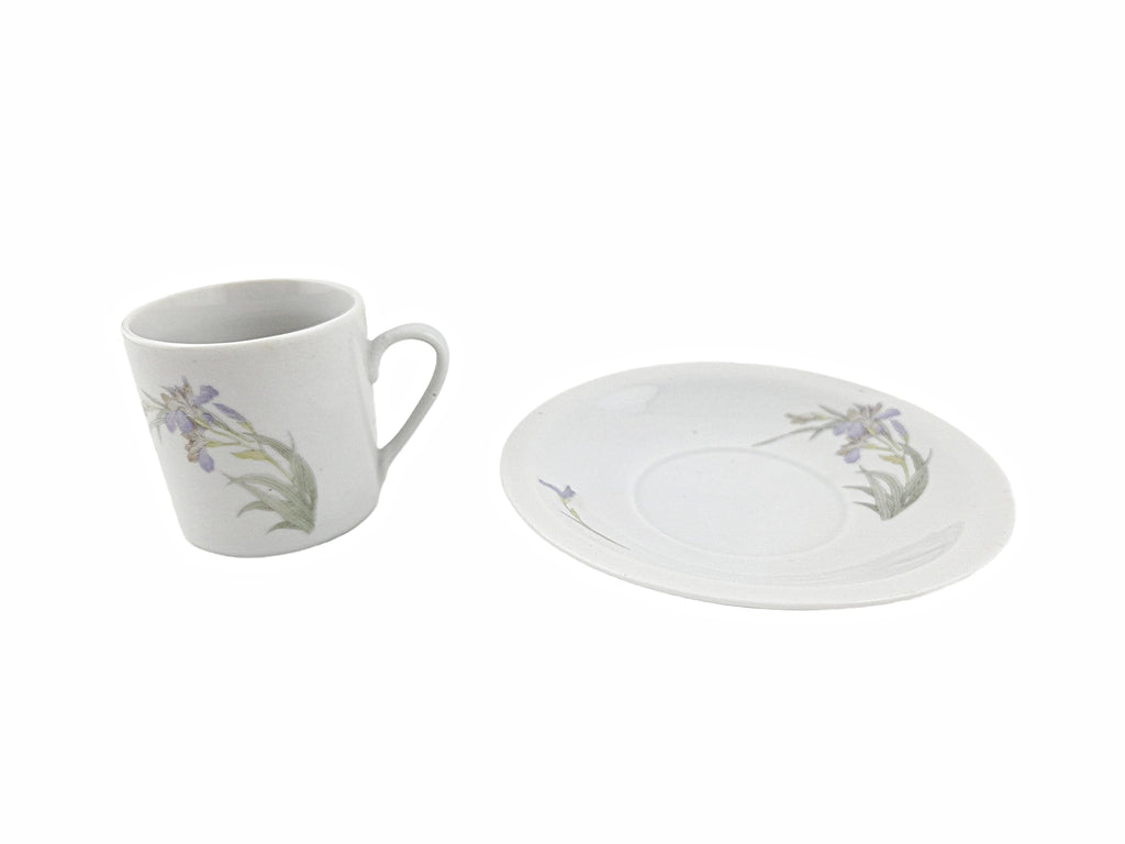 White Purple Floral Porcelain Coffee Cup and Saucer Set 12 Piece R173