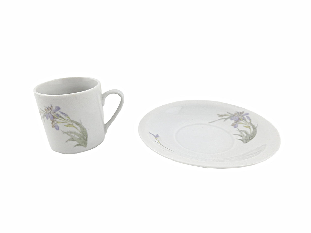 White Purple Floral Porcelain Coffee Cup and Saucer Set 12 Piece R173