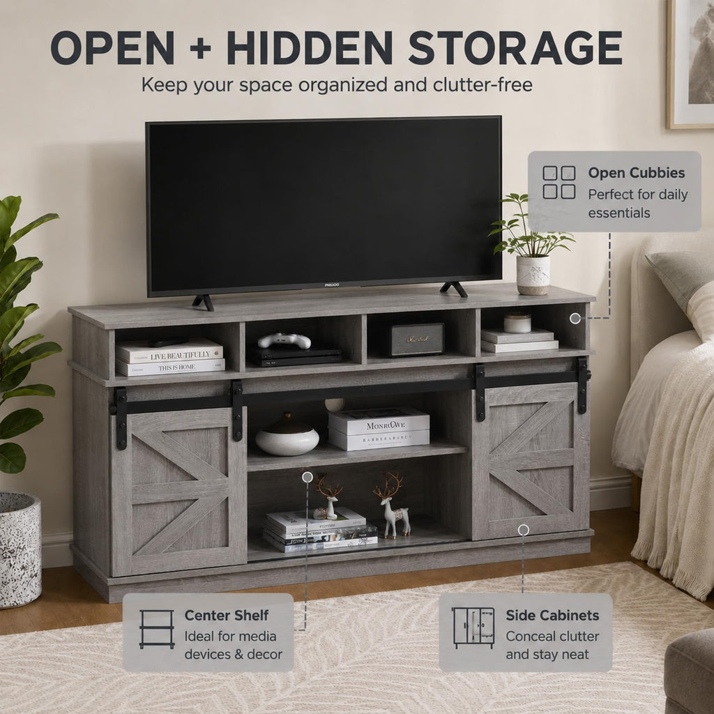 Grey TV Stand with Storage for 65 Inch TV K9772