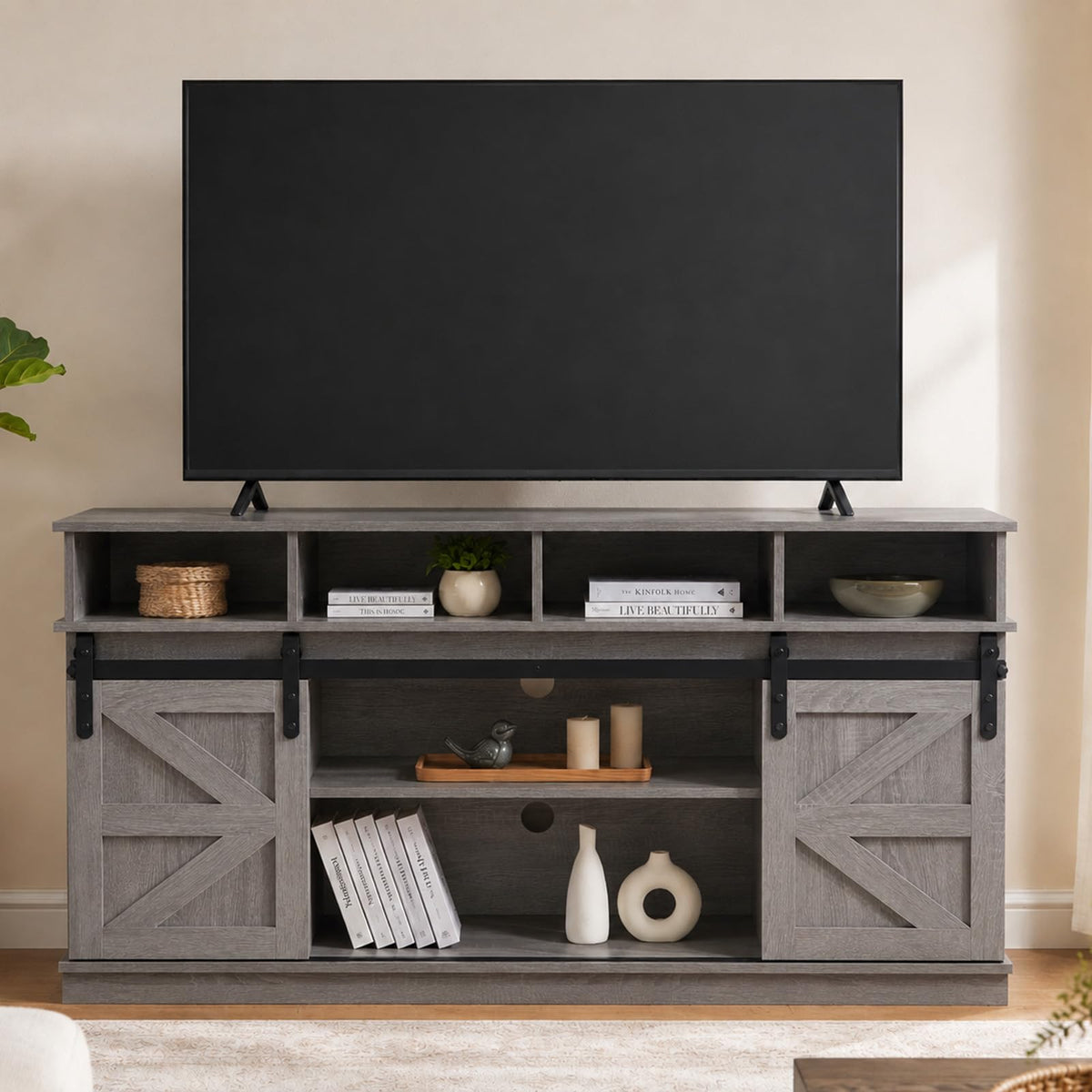 Grey TV Stand with Storage for 65 Inch TV K9772