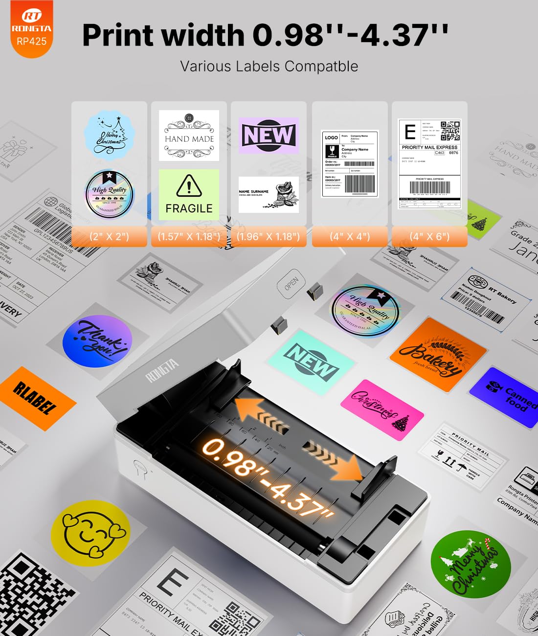 White Bluetooth 4x6 Thermal Label Printer S646655