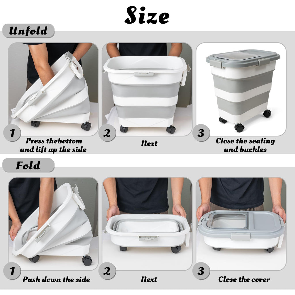 Collapsible Airtight Pet Food Storage Container with Scoop Y6843