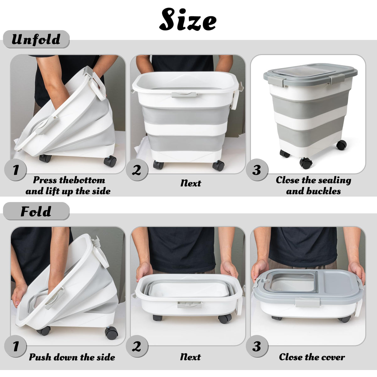 Collapsible Airtight Pet Food Storage Container with Scoop Y6843