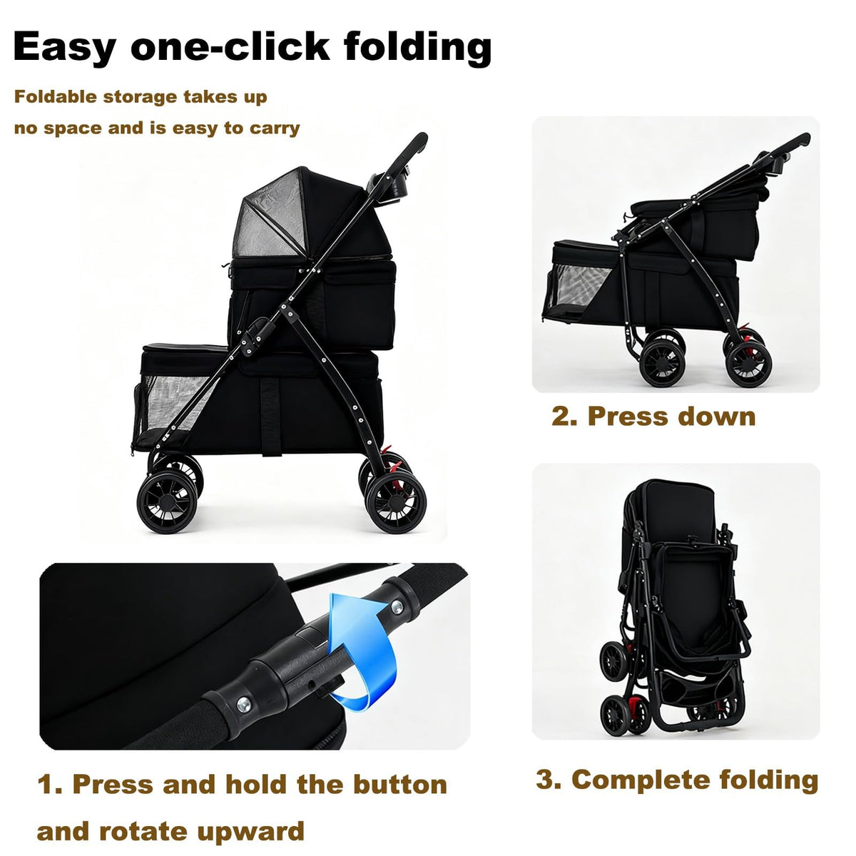 Double Dog Stroller for Medium Small Dogs and Cats K440