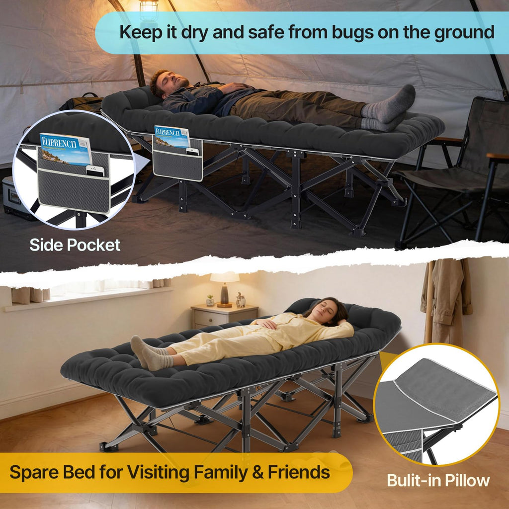 XXL Camping Cot with Mattress, Pillow & Carry Bag L344375