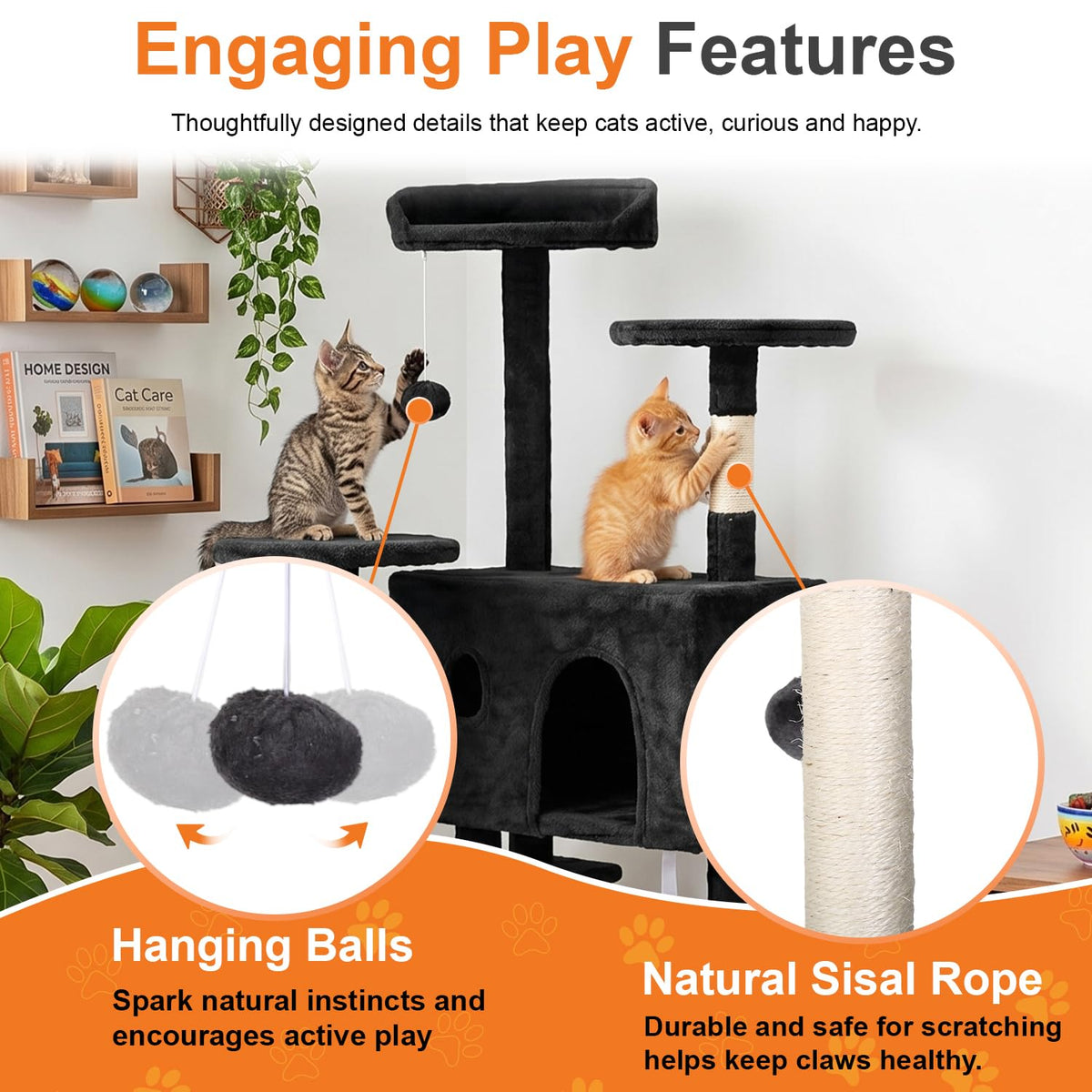 70" Dark Gray Cat Tree Tower N760