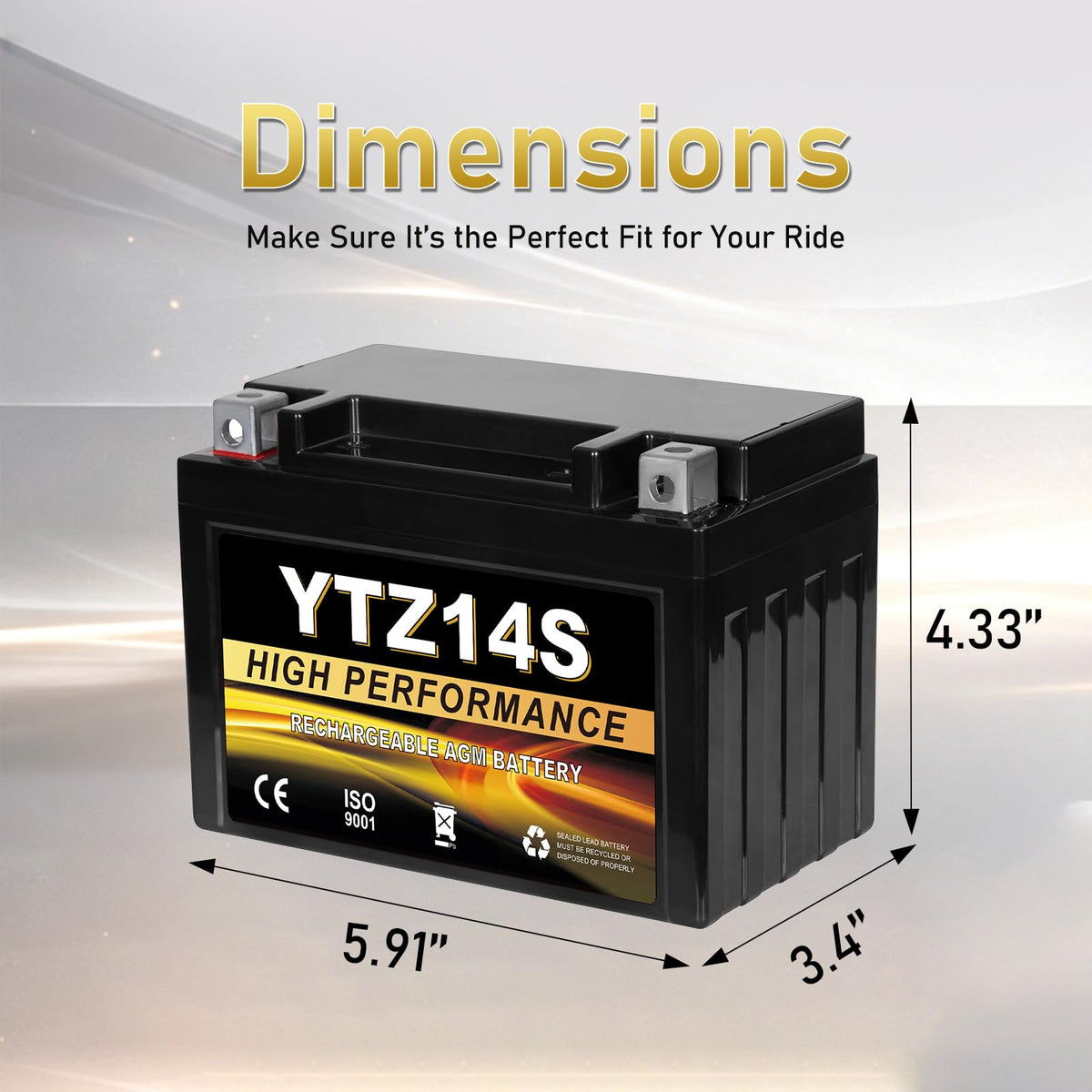 12V 11.2Ah AGM Sealed Motorcycle Battery W775265