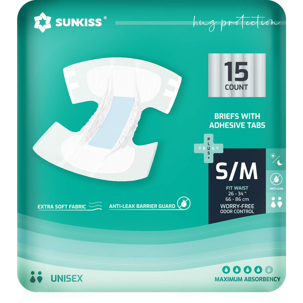 Adult Diapers Small/Medium 15 Count & Wet Wipes 200 Count Z919541