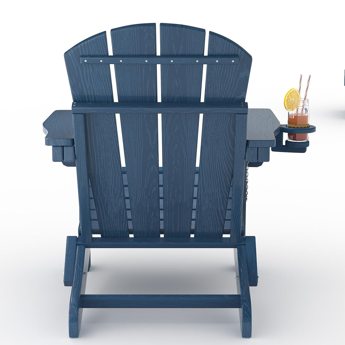 HDPE Folding Adirondack Chair Set of 2 with Side Table, Navy Blue W578500
