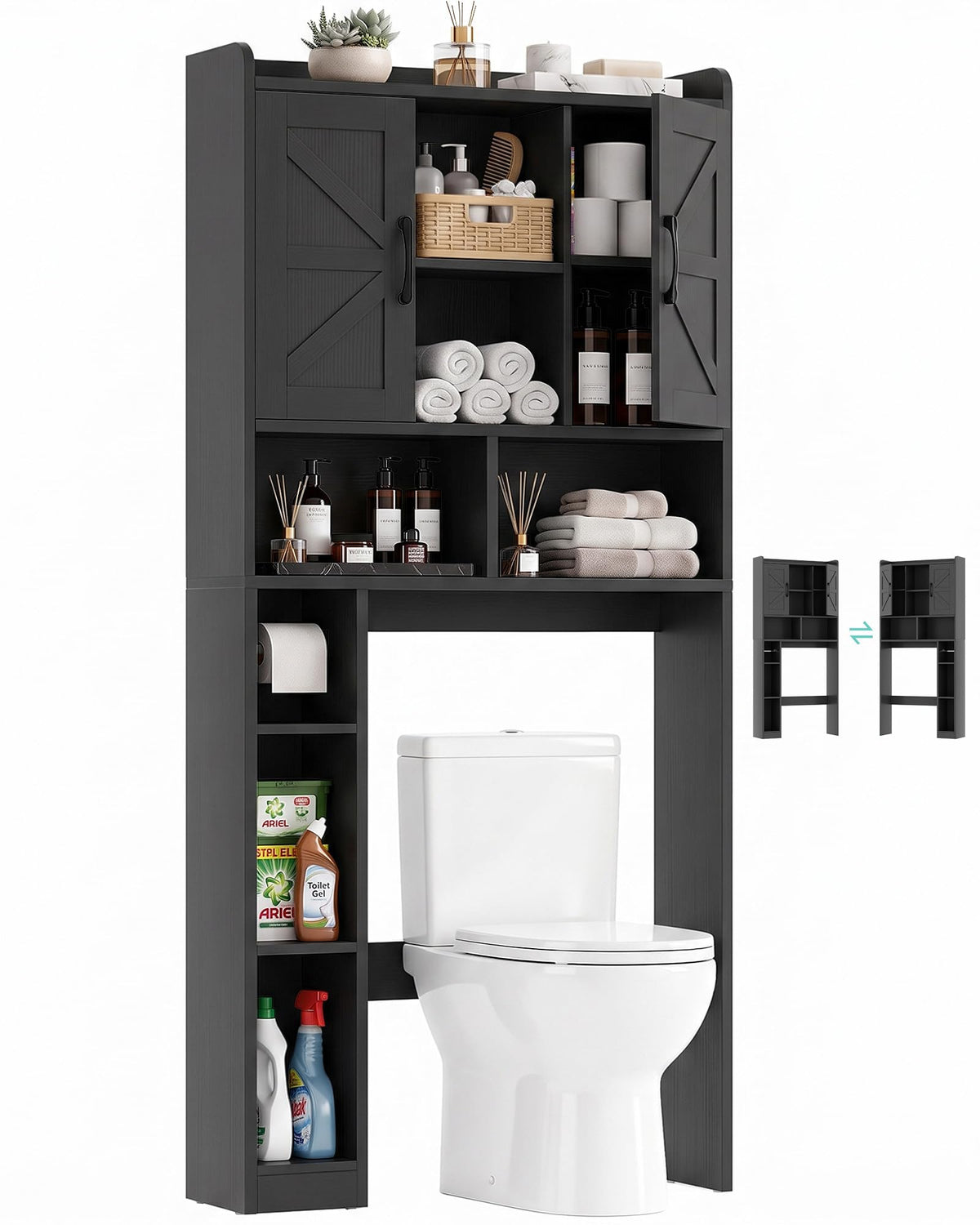 Over The Toilet Storage Cabinet with Barn Door E8077