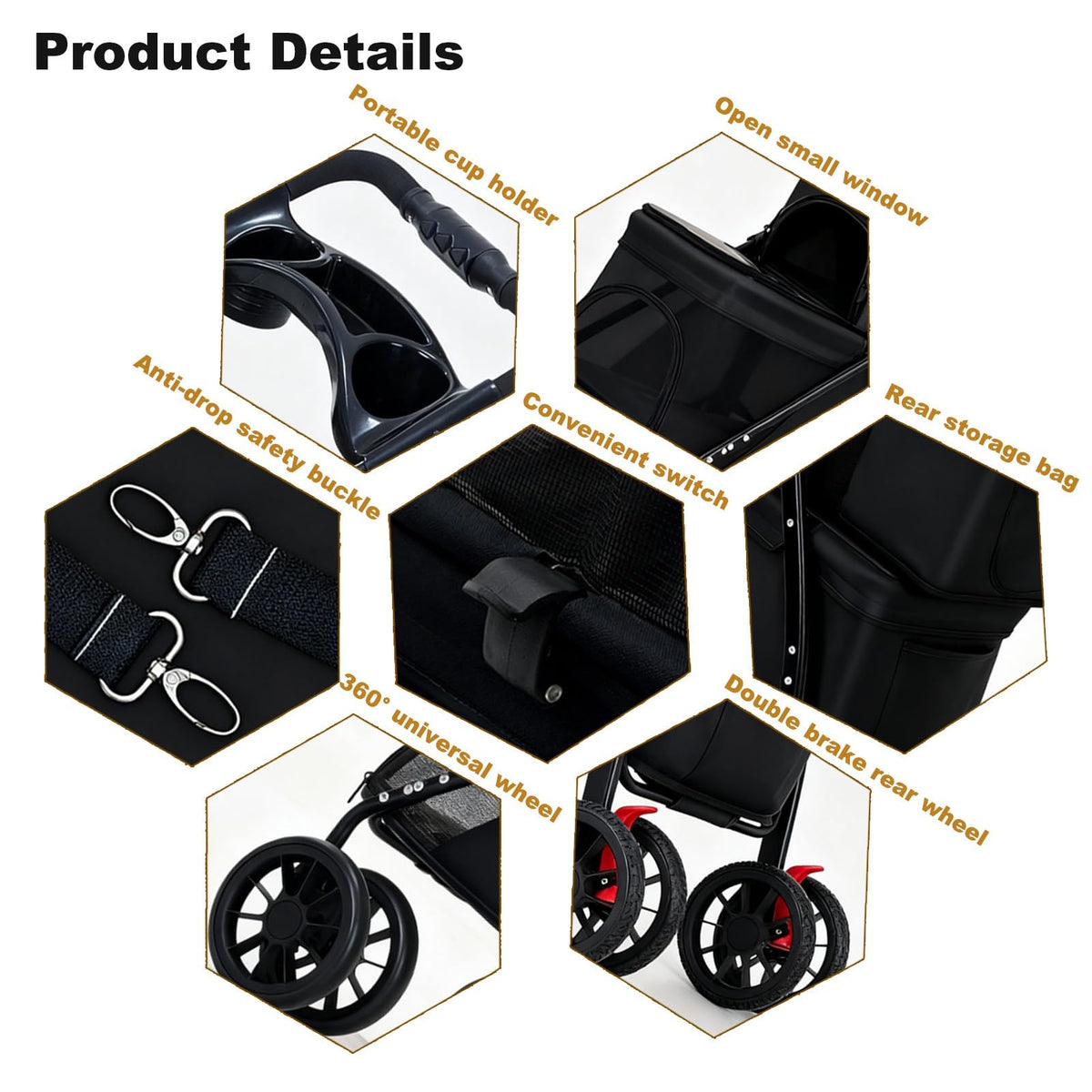 Double Dog Stroller for Medium Small Dogs and Cats K440