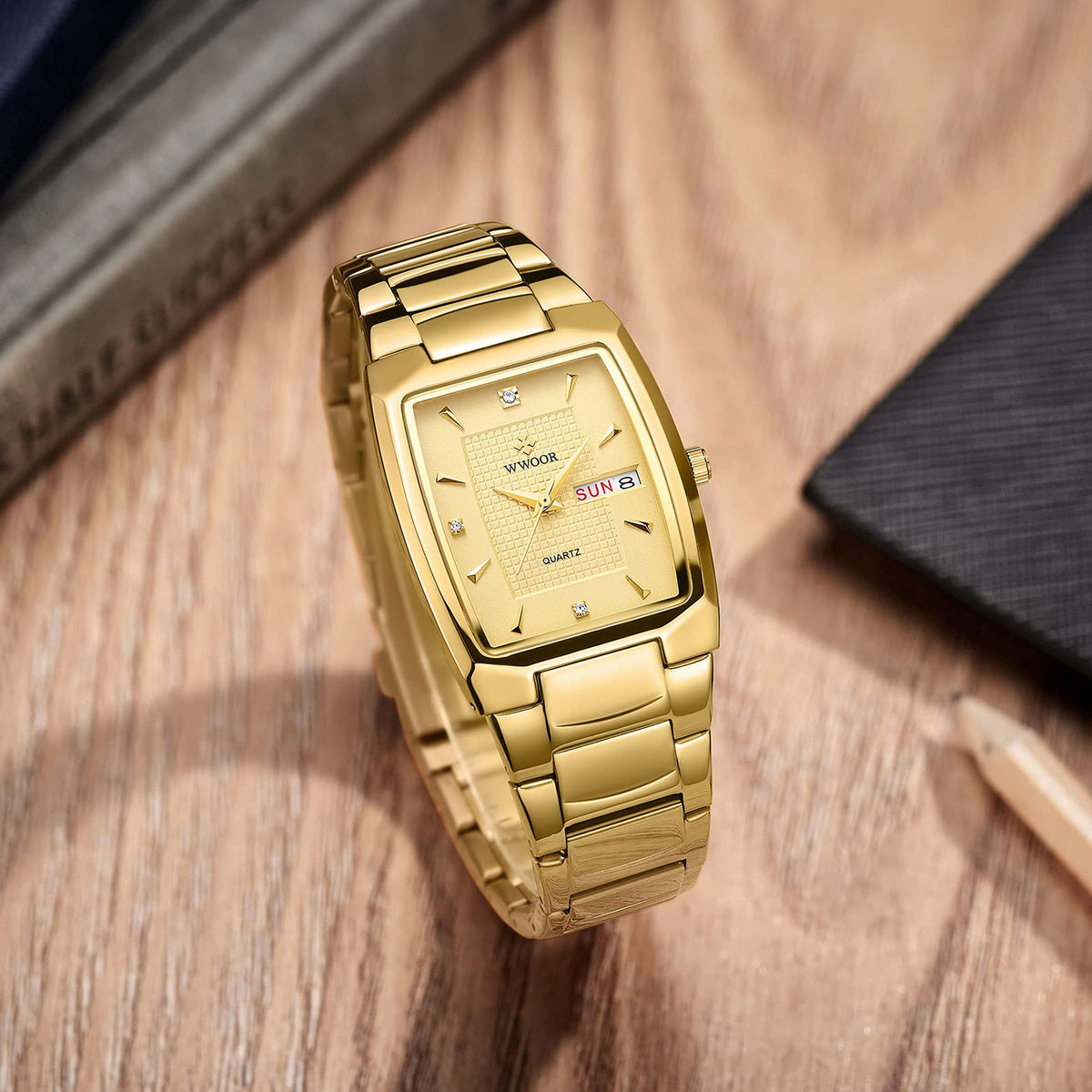 Square Stainless Steel Analog Quartz Watch with Date G50552