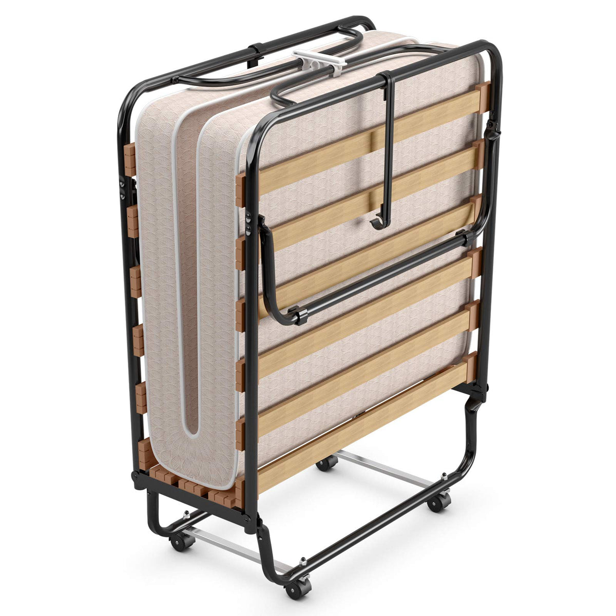 Folding Bed with 4 Inch Memory Foam Mattress Metal Frame V9997