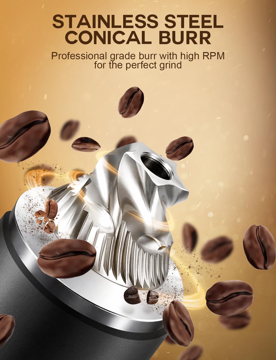 Portable Electric Burr Coffee Grinder with 60 Grind Settings M64924