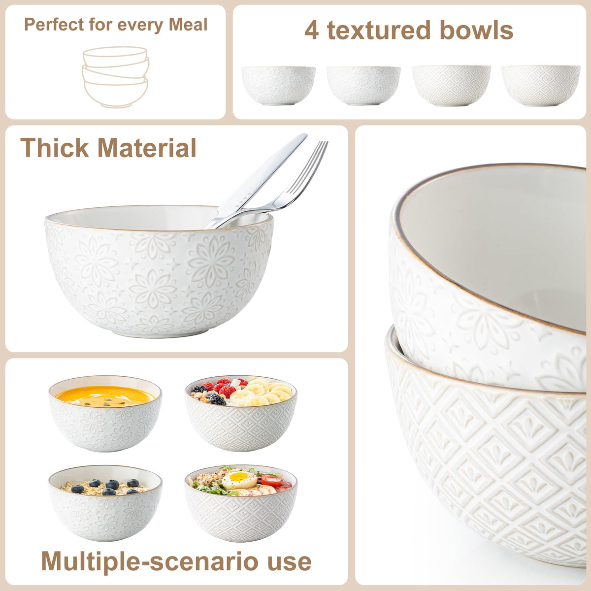 26 oz Ceramic Soup Bowls Set of 4 Z135236