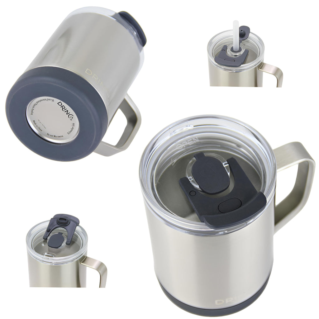 16 oz Black Vacuum Insulated Stainless Steel Travel Mug with Lid B843