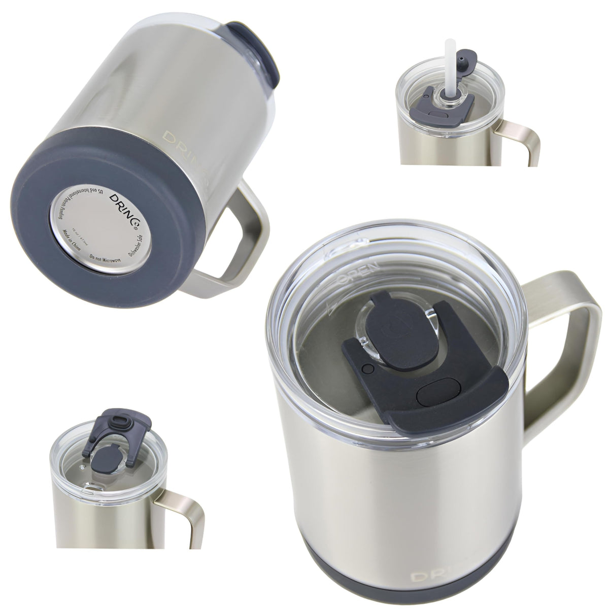 16 oz Black Vacuum Insulated Stainless Steel Travel Mug with Lid B843