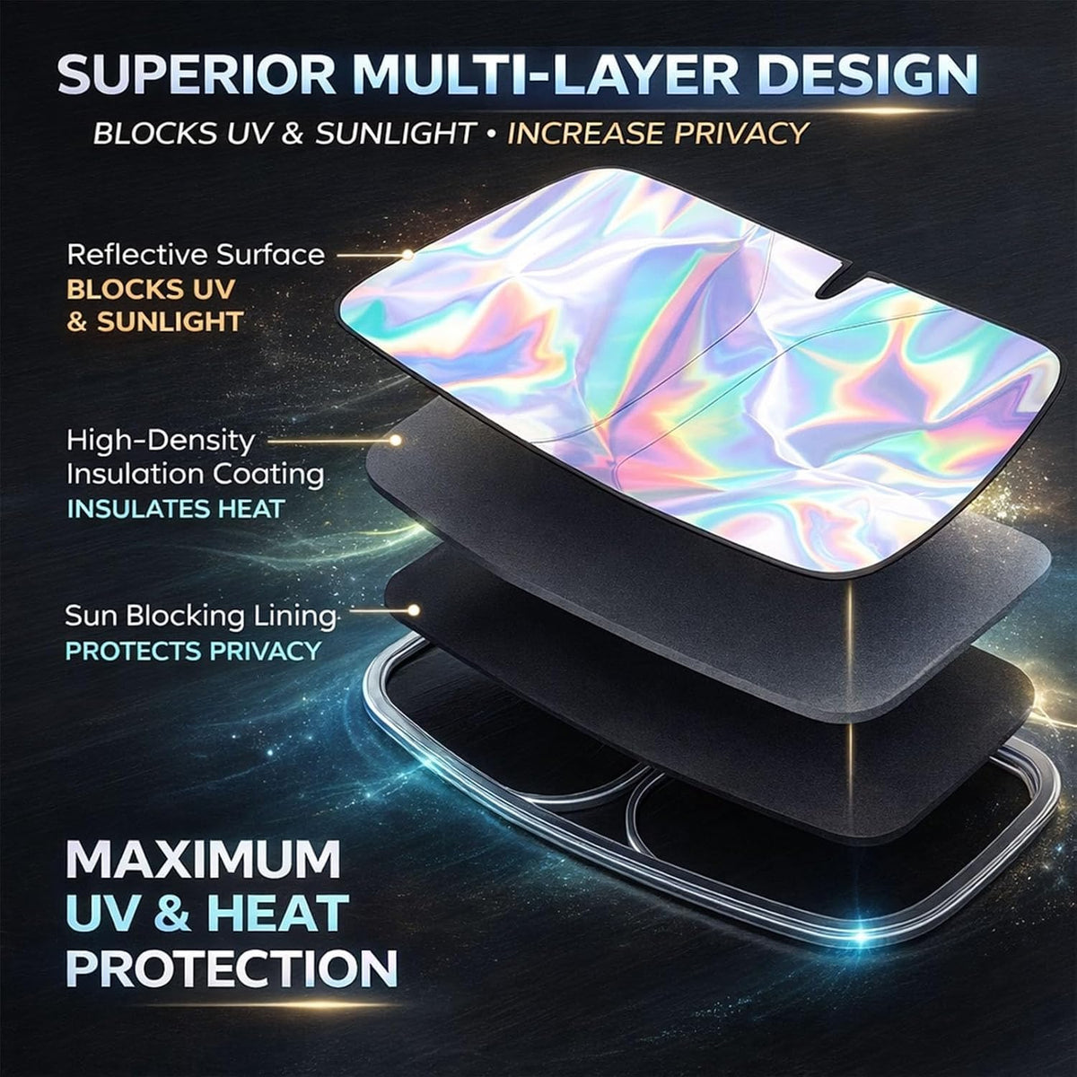 Front Window Sun Shade Foldable Reflective M373